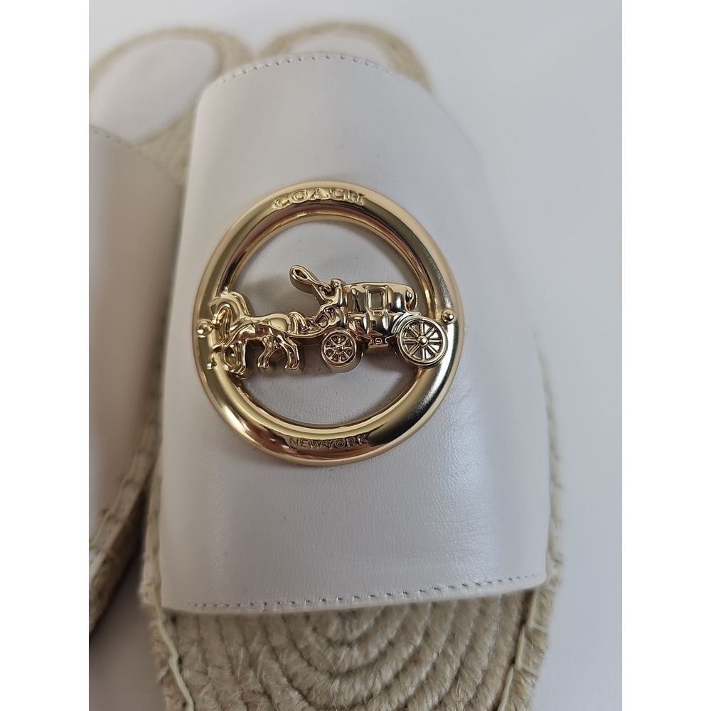 Coach Corey Leather Slip on Espadrilles Slides in‎ Chalk Women's Size US 9B - Picture 5 of 11